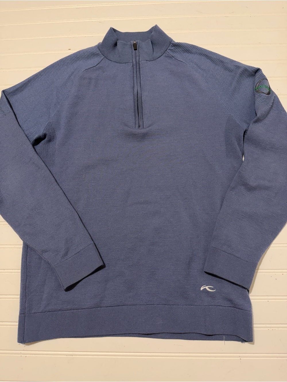 KJUS Odyssey Golf Men's Blue 1/4 Zip Mock Neck Knit Golf Sweater Size M / 50